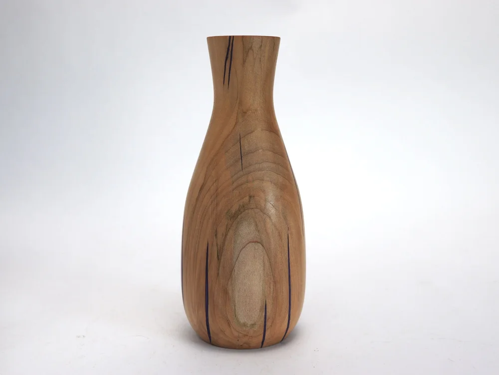 オーダー品 - wood resin base - Handmade Cherry Wood Vase | Purple Resin Inlay | Made in USA by